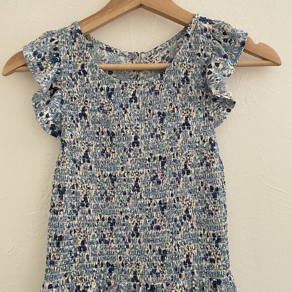 Code x Mode Ditzy Floral Smocked Midi Dress XS blue Cottage Prairie - Picture 5 of 14